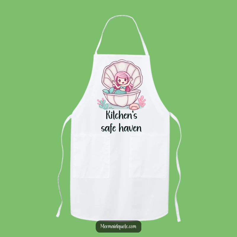 Funny Mermaid Clam Wave Apron - Whimsical Kitchen Greeting Gift