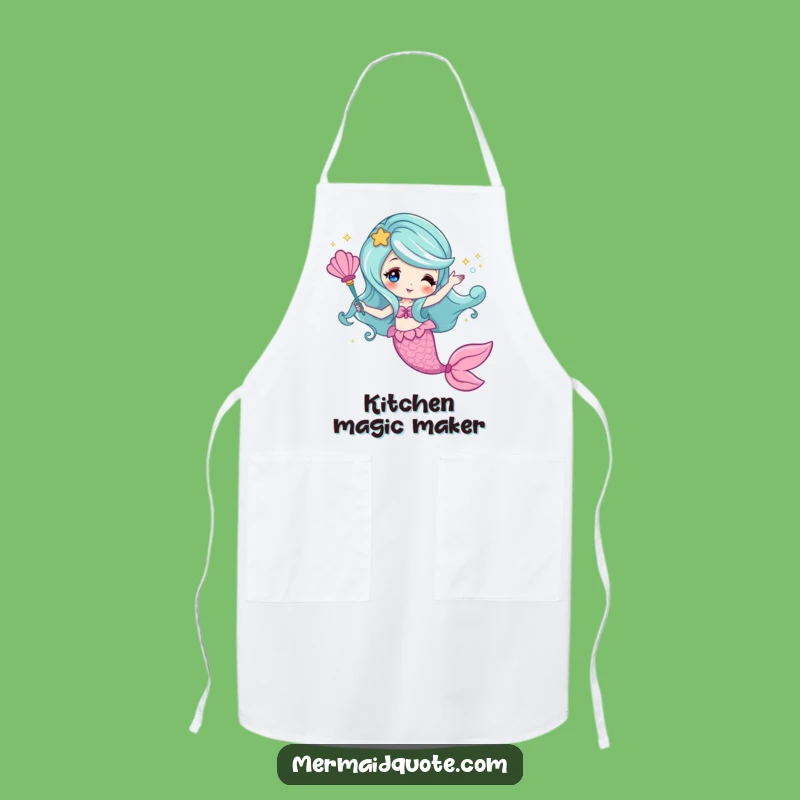 Funny Mermaid Magic Wand Apron - Enchanting Kitchen Fun Gift