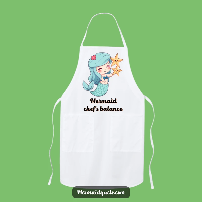 Funny Mermaid Starfish Balance Apron - Hilarious Kitchen Gift for Chefs