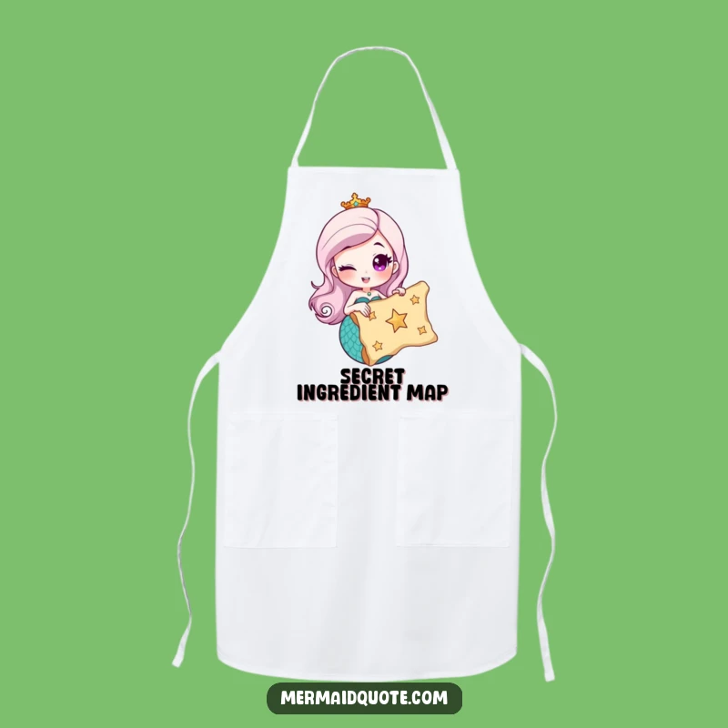 Funny Mermaid Treasure Apron - Hilarious Chef's Map for Kitchen Quests