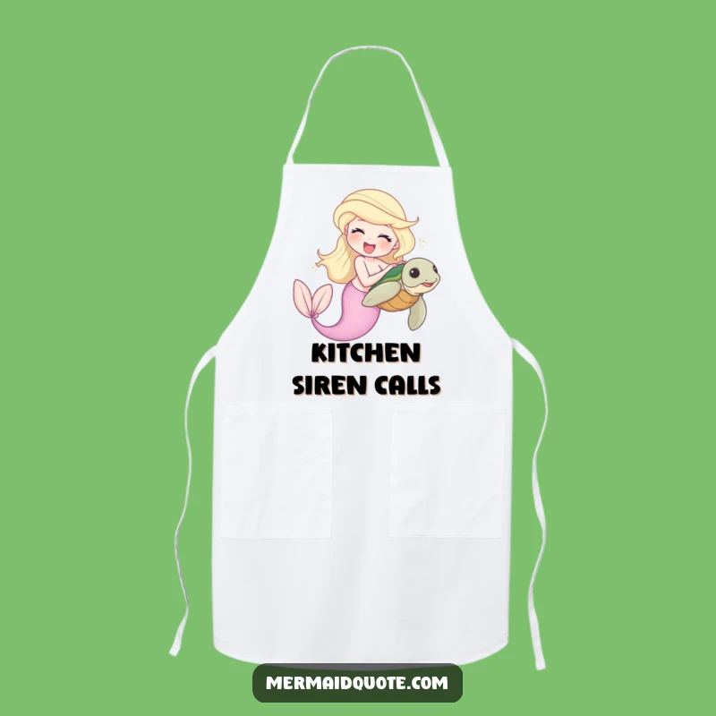 Funny Mermaid Chef Apron - Ocean Laughing Turtle Fun