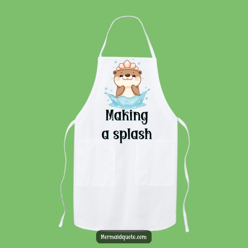 Kawaii Otter Splash Kitchen Apron: Adorable and Funny Gift for Playful Cooks