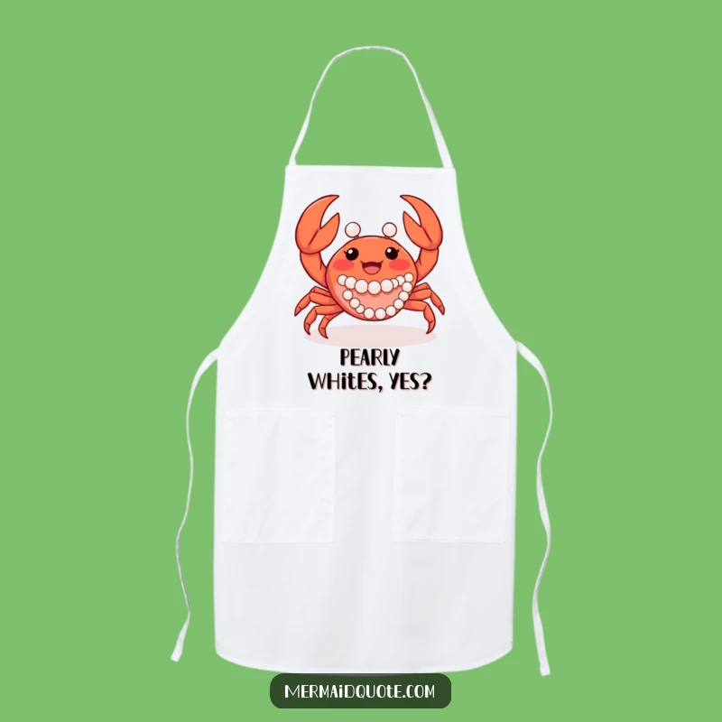 Funny Crab Apron - Waving Claws & Pearls Kitchen Fun, Chic Funny Gift for Cooks