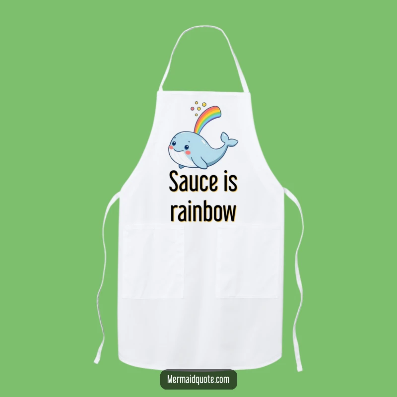 Funny Whale Chef Apron: Rainbow Spout Kitchen Gift for Fun