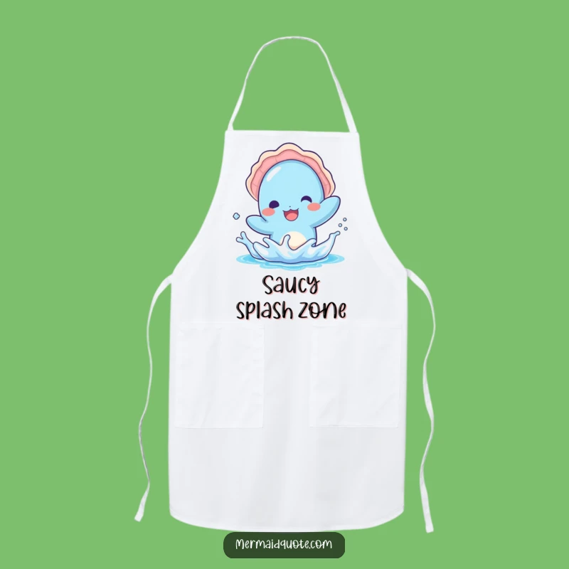 Funny Kawaii Blue Creature Apron - Playful Kitchen Splash Gift