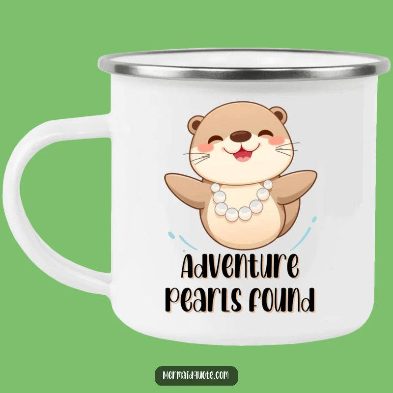 Funny Happy Sea Otter Pearl Camping Mug: Joyful Outdoor Companion