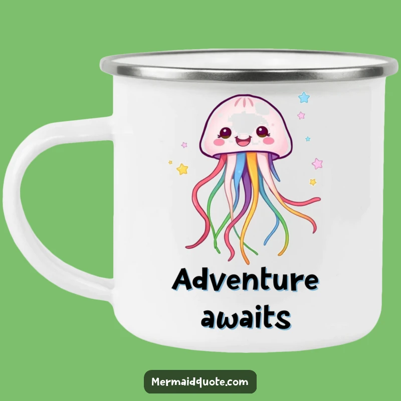 Funny Jellyfish Camping Mug - Colorful Ribbons Outdoor Fun, Durable Funny Gift