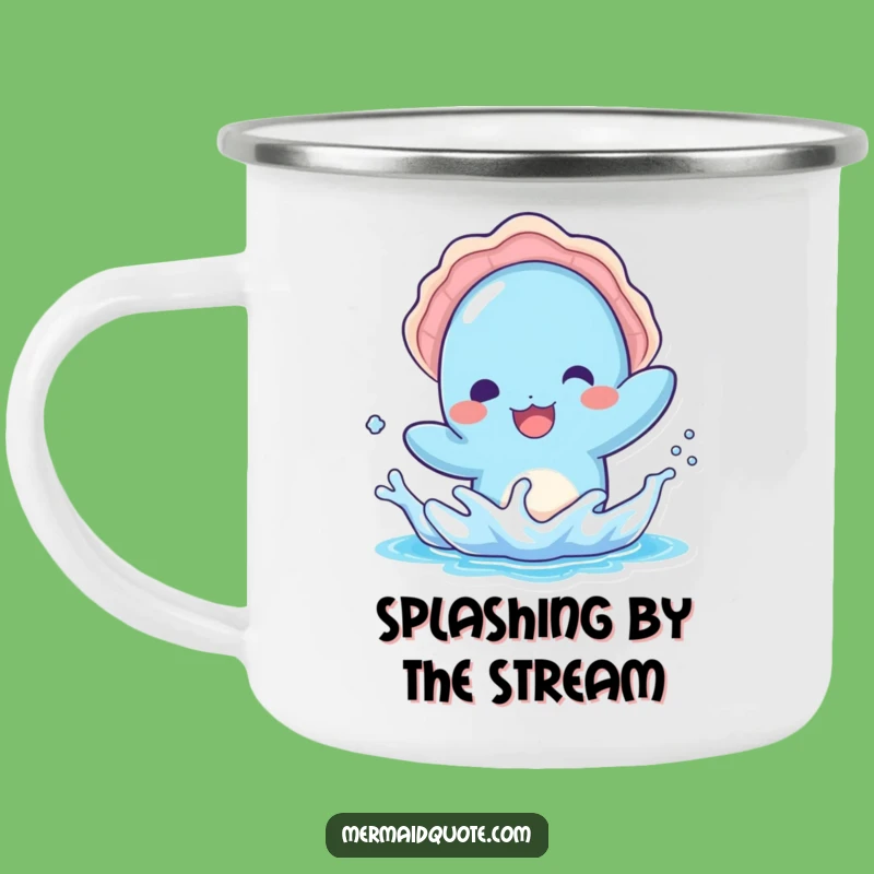 Funny Kawaii Blue Creature Camping Mug - Playful Splash Camp Companion