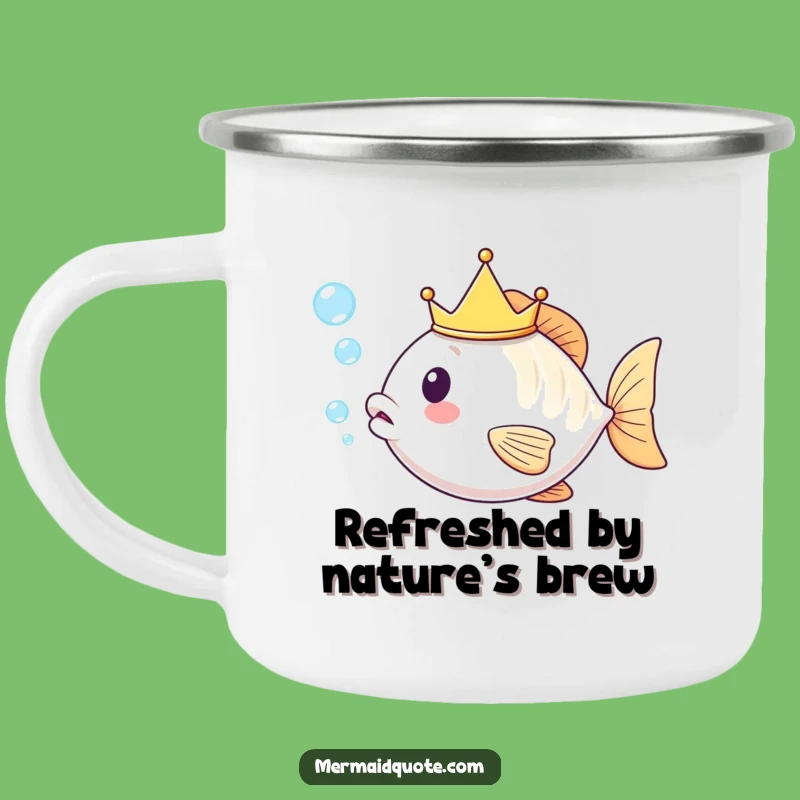 Funny Kawaii Fish Crown Camping Mug: Your Royal Outdoor Companion