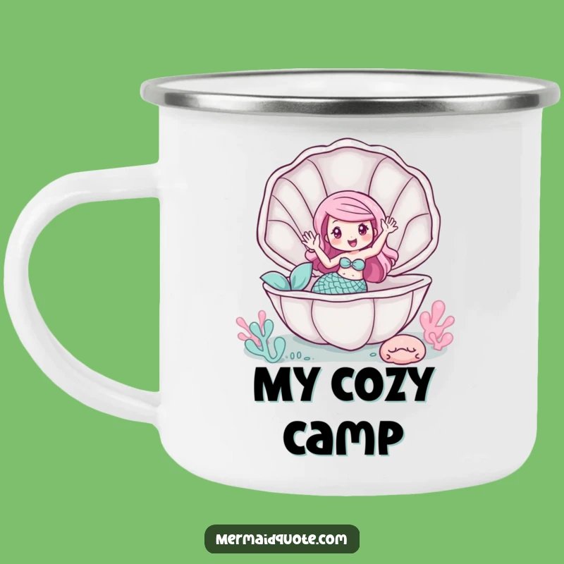Funny Mermaid Clam Wave Camping Mug - Durable & Whimsical Outdoor Gift