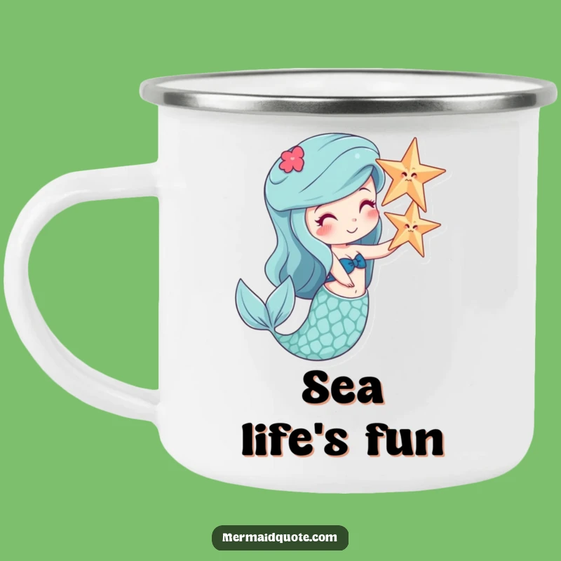 Funny Mermaid Starfish Balance Camping Mug - Durable & Hilarious Outdoor Gift