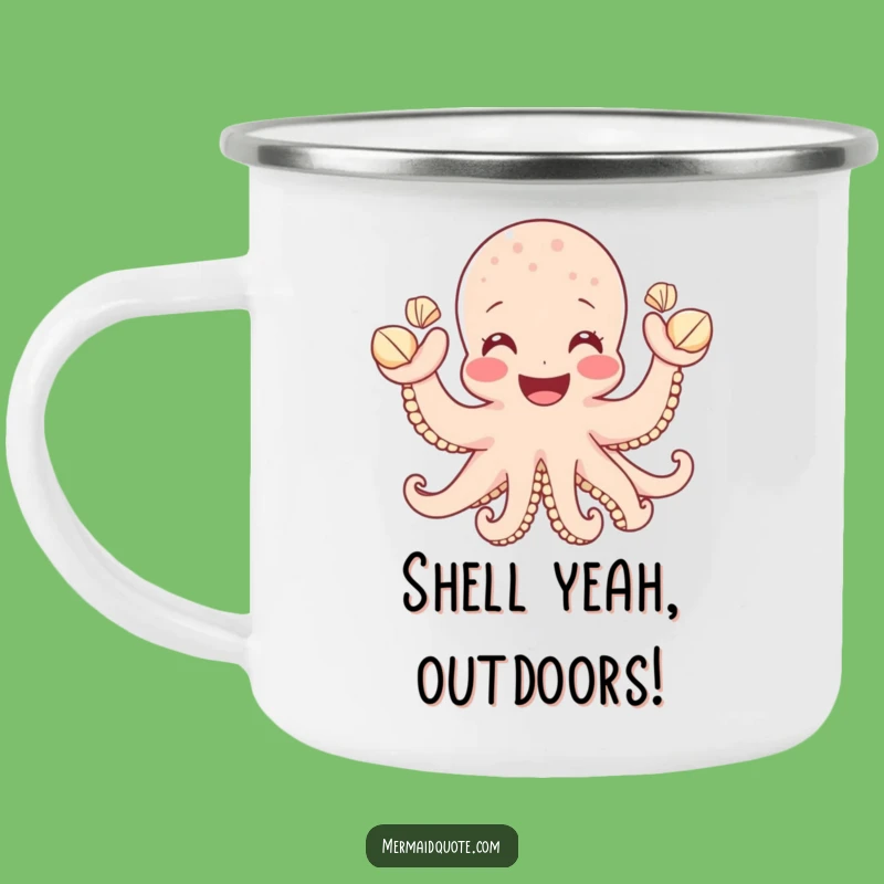 Funny Octopus Seashell Enamel Mug - Rustic & Hilarious Outdoor Gift!
