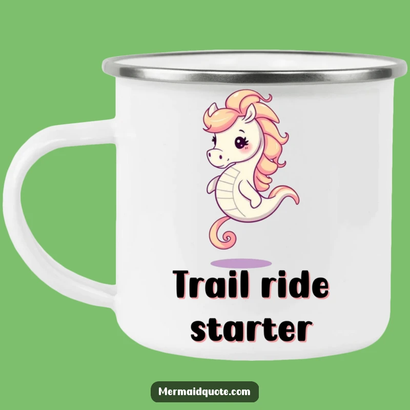 Funny Seahorse Camp Mug: Galloping Swirling Mane Outdoor Adventure Gift
