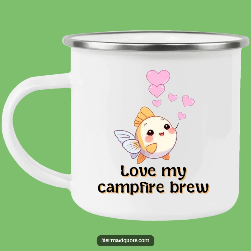 Durable Funny Angelfish Camping Mug - Whimsical Heart Bubbles for Outdoor Adventures