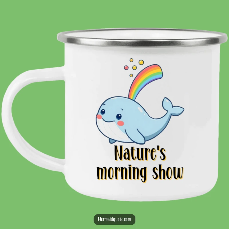 Funny Whale Camp Mug: Rainbow Spout Outdoor Joy Gift