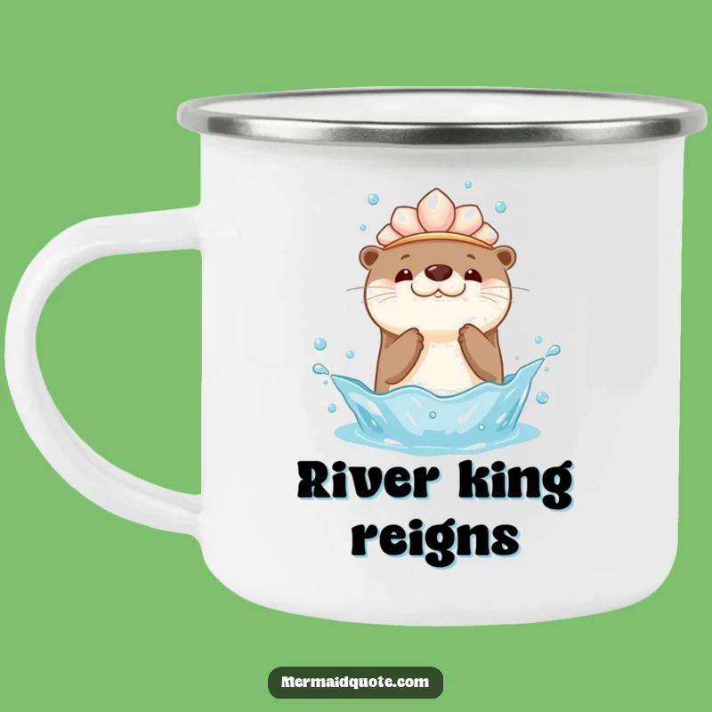 Kawaii Otter Splash Enamel Camping Mug: Adorable and Funny Gift for Outdoor Fun