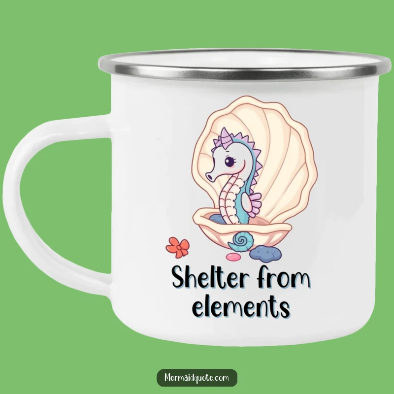 Funny Seahorse Clam Camping Mug: Adventure Fuel for Ocean Lovers