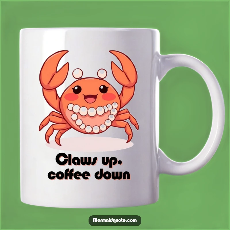 Funny Crab Mug - Joyful Claws & Pearls, Elegant Funny Gift for Beach Lovers