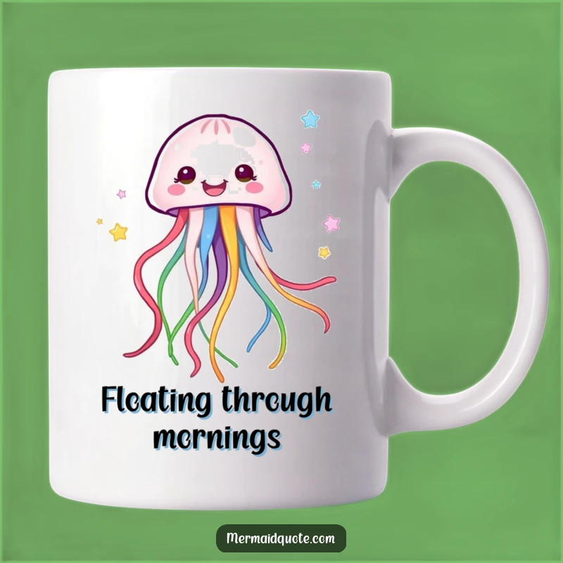 Funny Jellyfish Mug - Colorful Ribbons Trail, Whimsical Funny Gift for Ocean Lovers