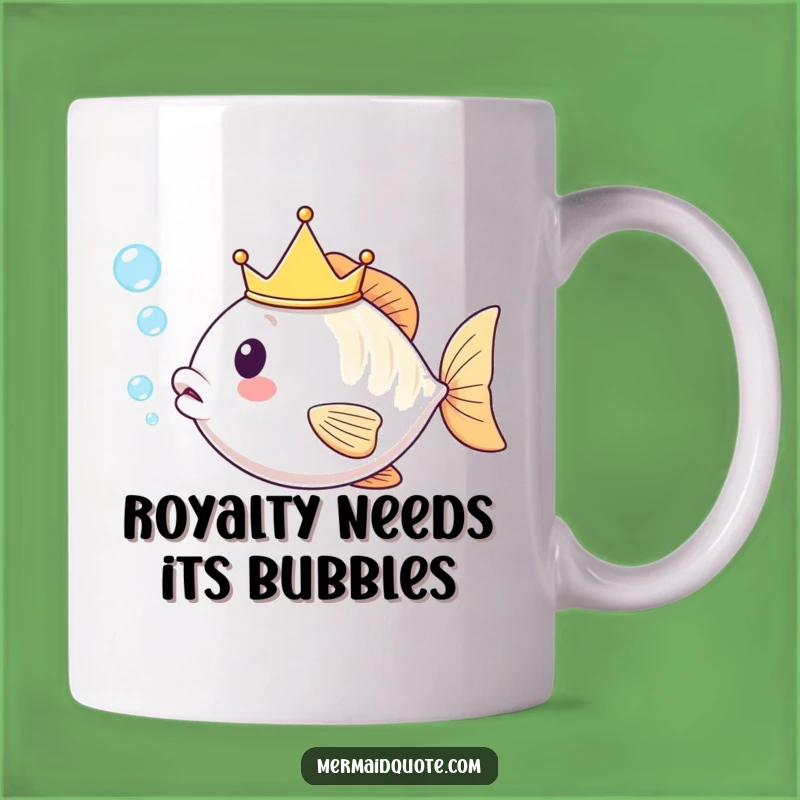 Funny Kawaii Fish Crown Bubbles Mug: Adorable Royal Aquatic Companion Gift!