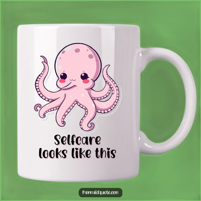 Funny Kawaii Octopus Tickling Itself Mug - Hilarious Seafood Gift for Laugh Lovers