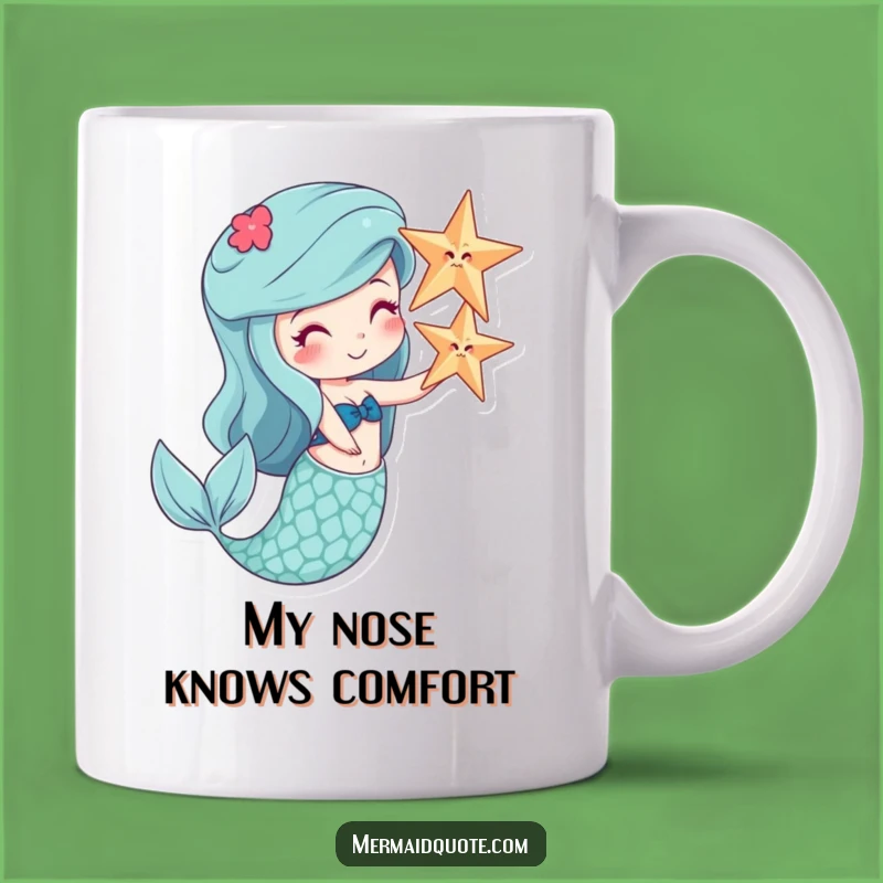 Funny Mermaid Starfish Nose Balance Mug - Hilarious Ocean Gift for Her