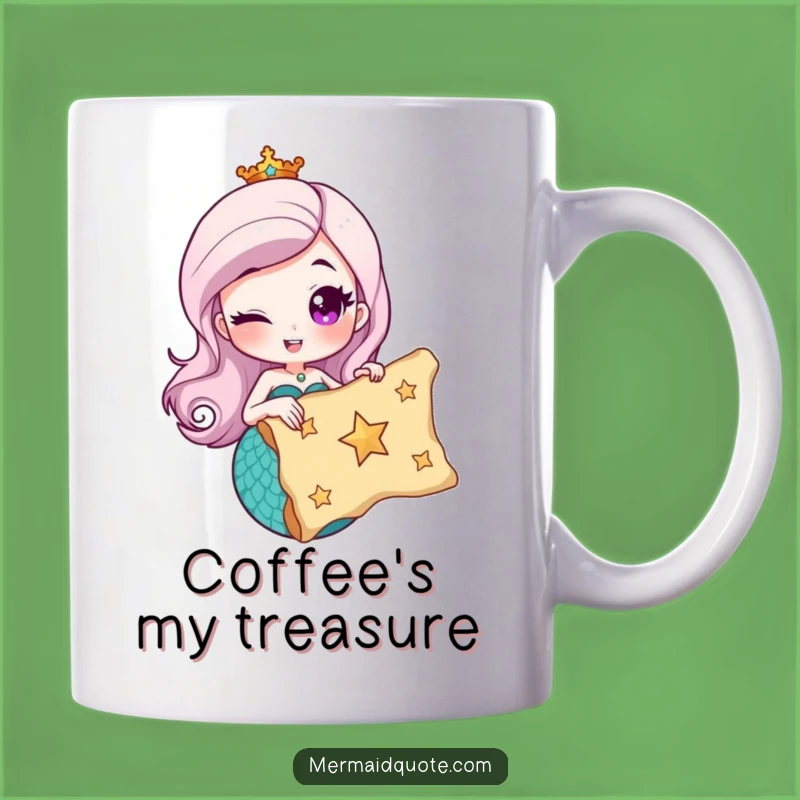 Funny Mermaid Treasure Map Mug - Winking & Hilarious Adventurer Gift