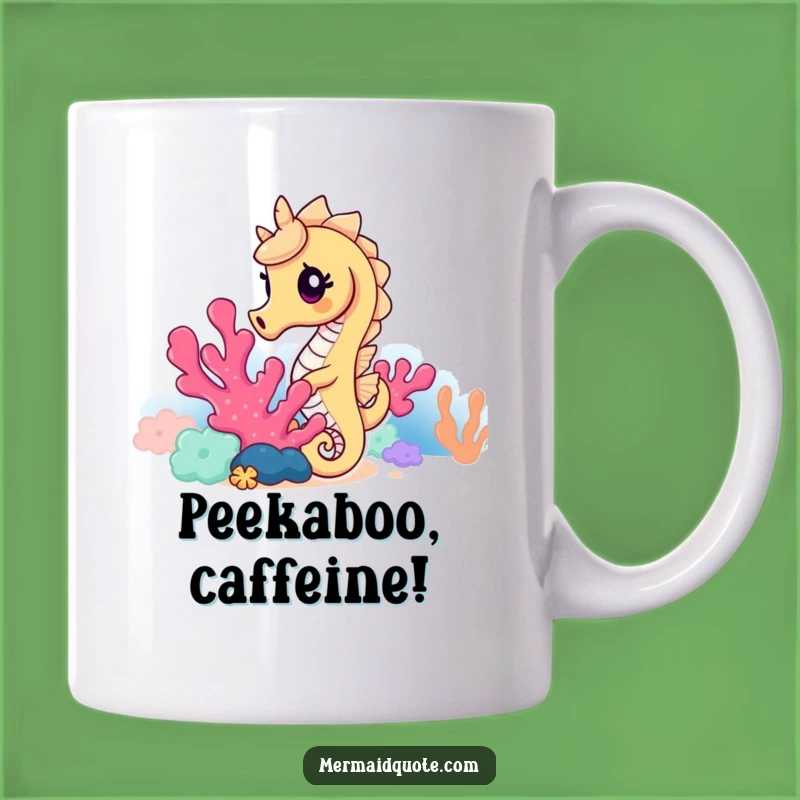 Funny Seahorse Coral Peek Mug: A Whimsical Ocean Creature Mug, Perfect Funny Gift