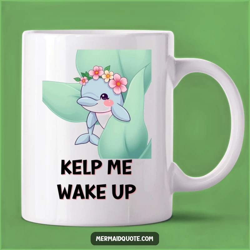 Funny Dolphin Flower Crown Mug: Curious Ocean Friend, a Delightful Funny Gift!