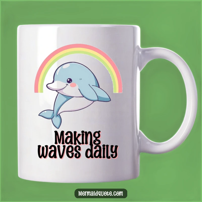 Funny Dolphin Rainbow Mug: Joyful Leaping Gift for Ocean Lovers