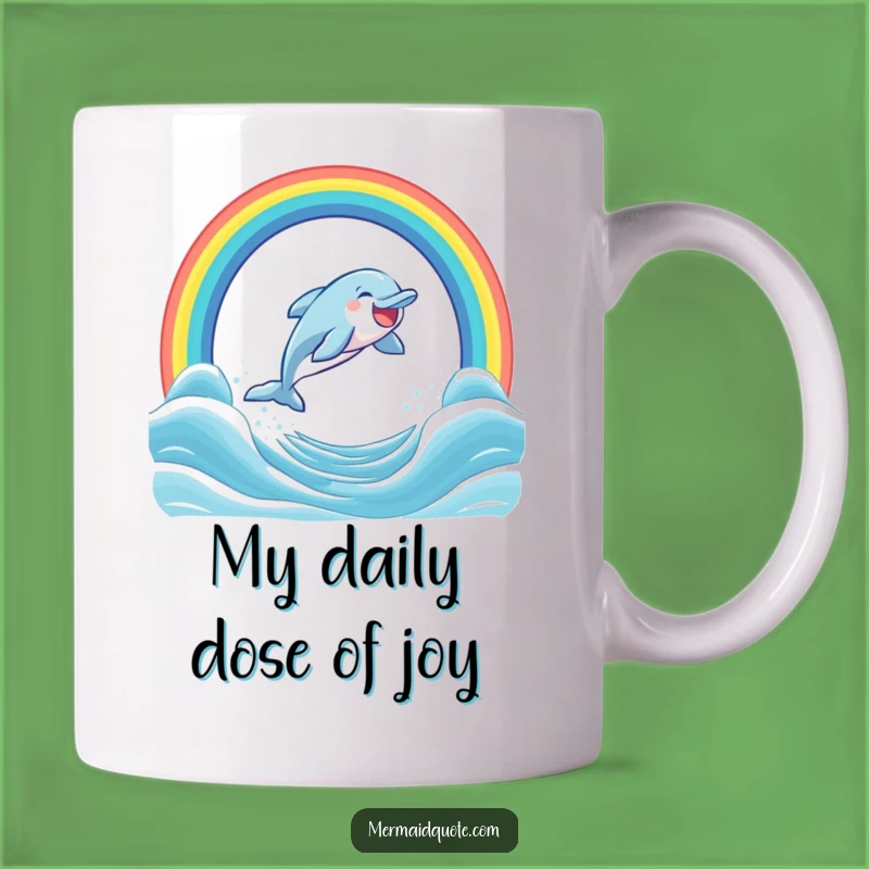 Funny Dolphin Rainbow Mug: Hilarious Ocean Leap, Perfect Gift for Dolphin Lovers