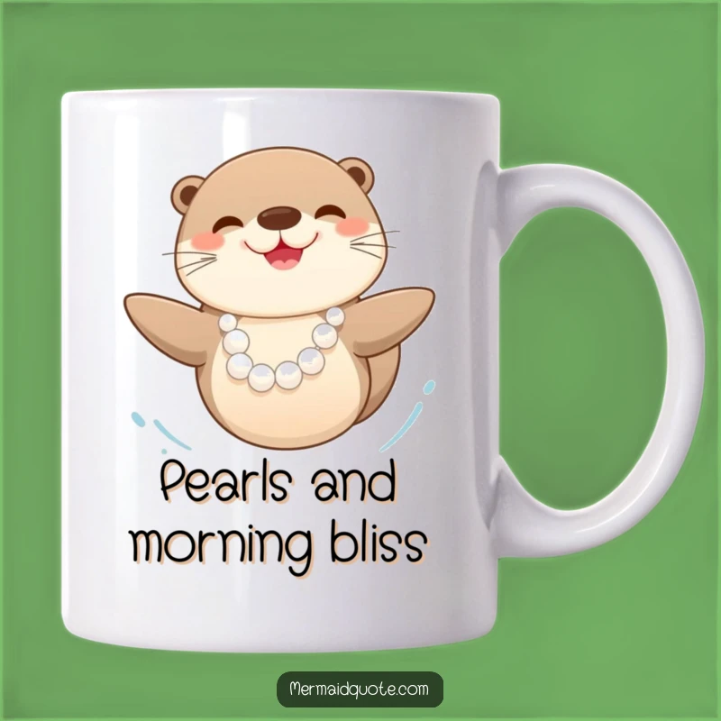 Funny Happy Sea Otter Pearl Necklace Mug: Joyful Aquatic Friend Gift!