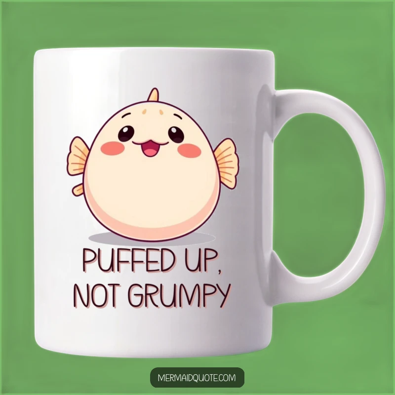 Funny Shy Pufferfish Mug: Comical Inflation, Perfect Quirky Gift