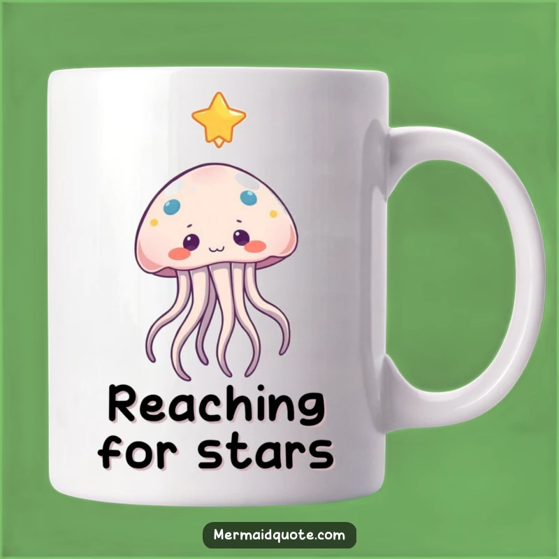 Funny Jellyfish Star Reach Mug: Whimsical and Curious Gift for Dreamers