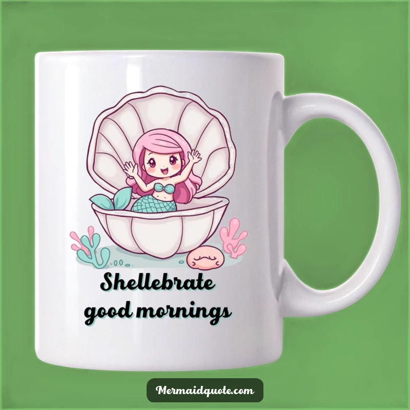 Funny Mermaid Clam Wave Mug - Hilarious Underwater Greeting Gift