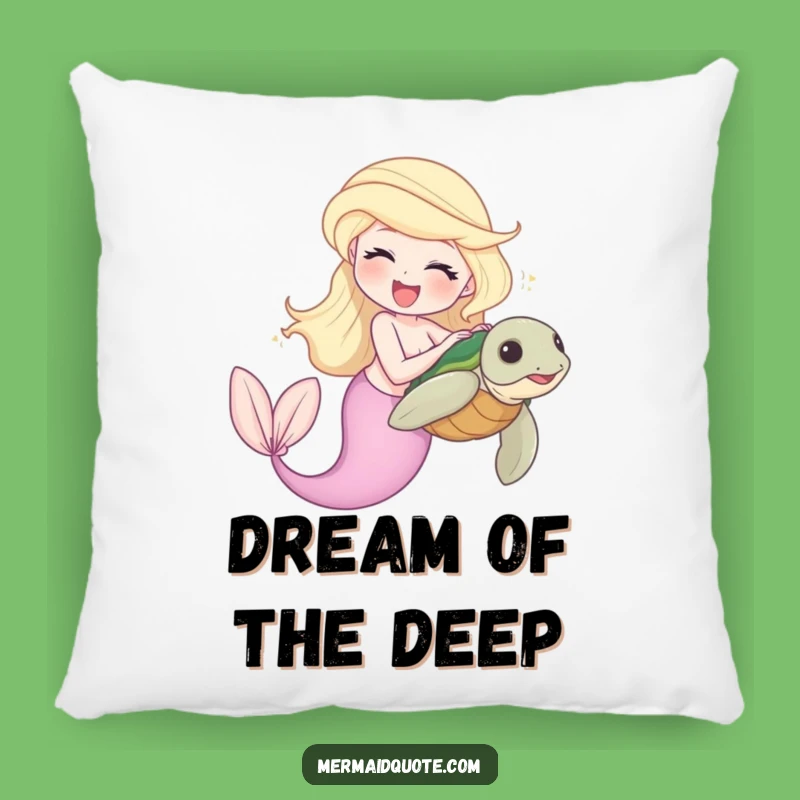 Funny Mermaid Pillow - Cozy Ocean Turtle Accent Gift