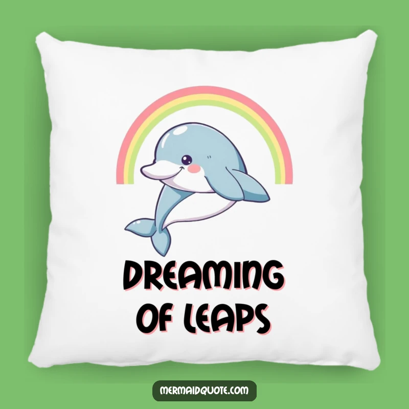 Funny Dolphin Rainbow Pillow: Leaping Joy, Comfy Funny Gift Accent
