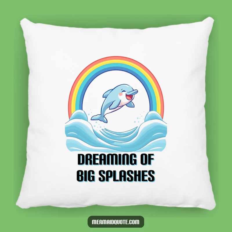 Funny Dolphin Rainbow Pillow: Comfy Cuddles with Laughing Ocean Vibes