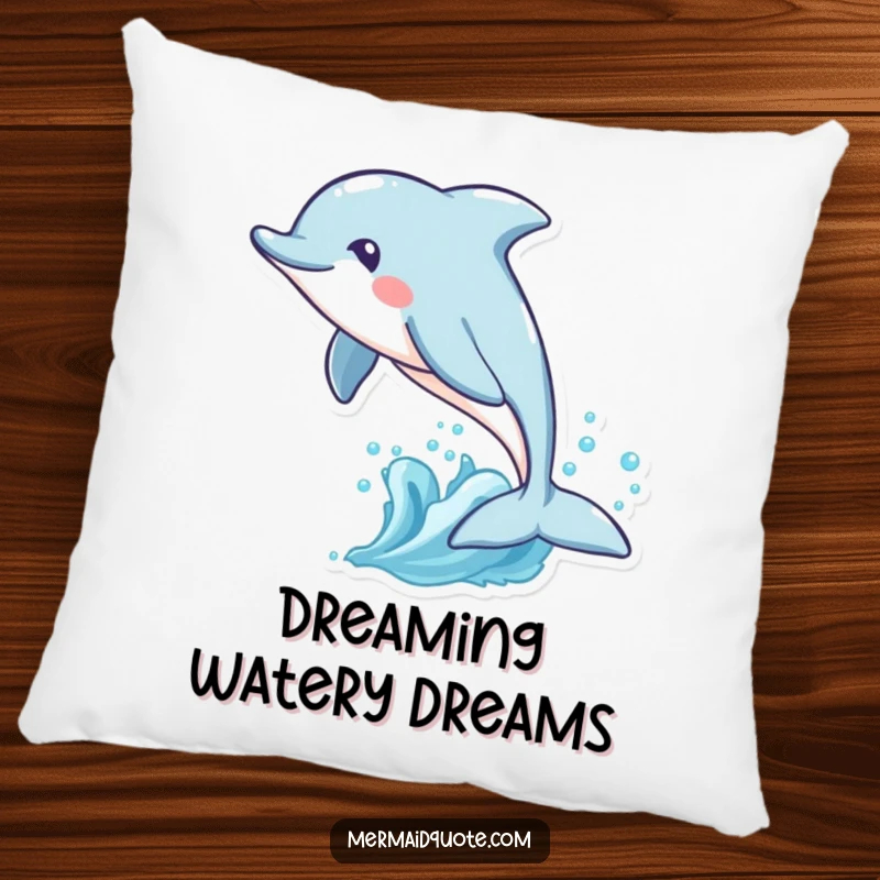 Funny plush pillow with a playful dolphin leaping through waves, designed for comfort and bringing a touch of ocean whimsy.