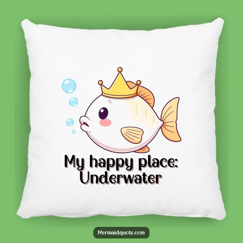 Funny Kawaii Fish Crown Pillow: Cute & Cozy Royal Aquatic Decor