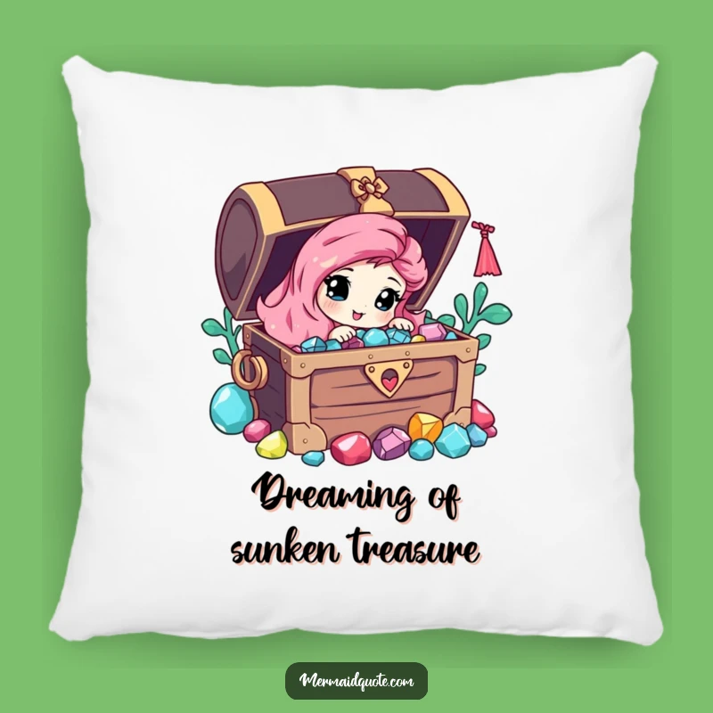 Funny Mermaid Cove Pillow: Dream of Treasure, a Perfect Funny Gift!