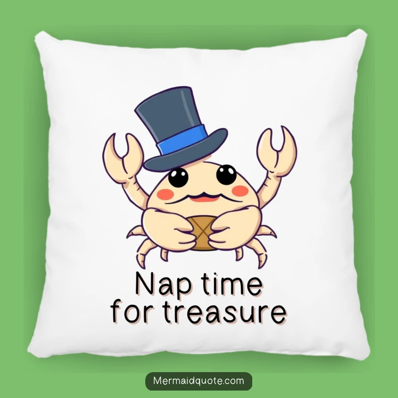 Funny Crab Accent Pillow: Cozy Top Hat Treasure Hunter Comfort Gift