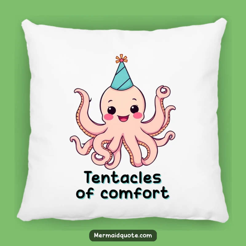 Funny Cheerful Octopus Party Pillow: Cozy Celebration Comfort!