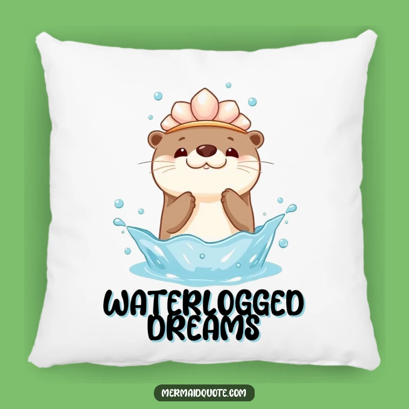 Kawaii Otter Splash Accent Pillow: Adorable and Funny Gift for Cozy Comfort