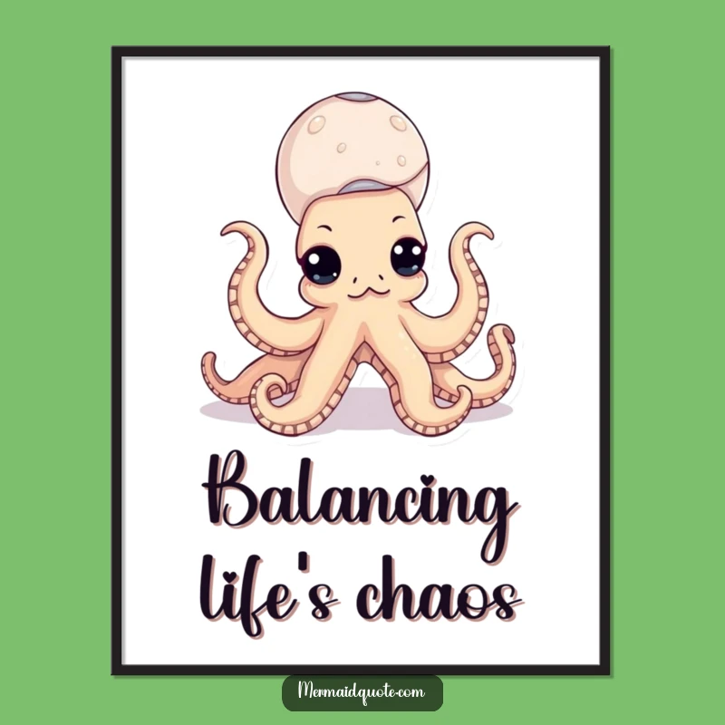 Funny Octopus Seashell Digital Print - Instant Humorous Wall Art