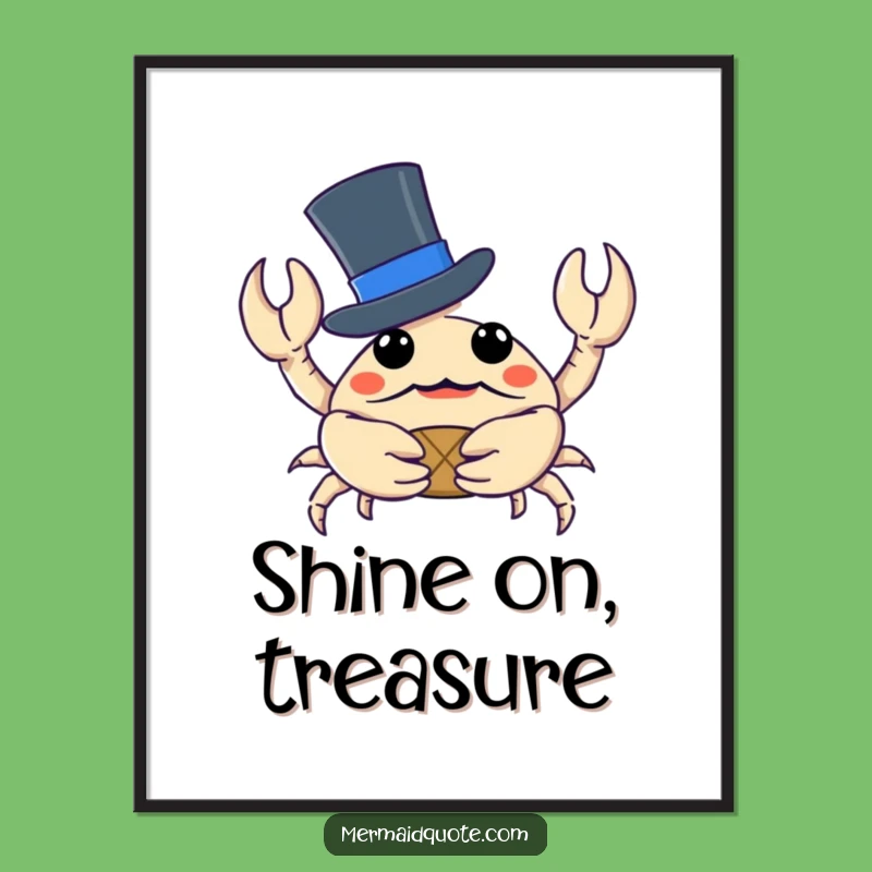 Funny Crab Digital Art: Top Hat Treasure Hunter Wall Decor Gift Download