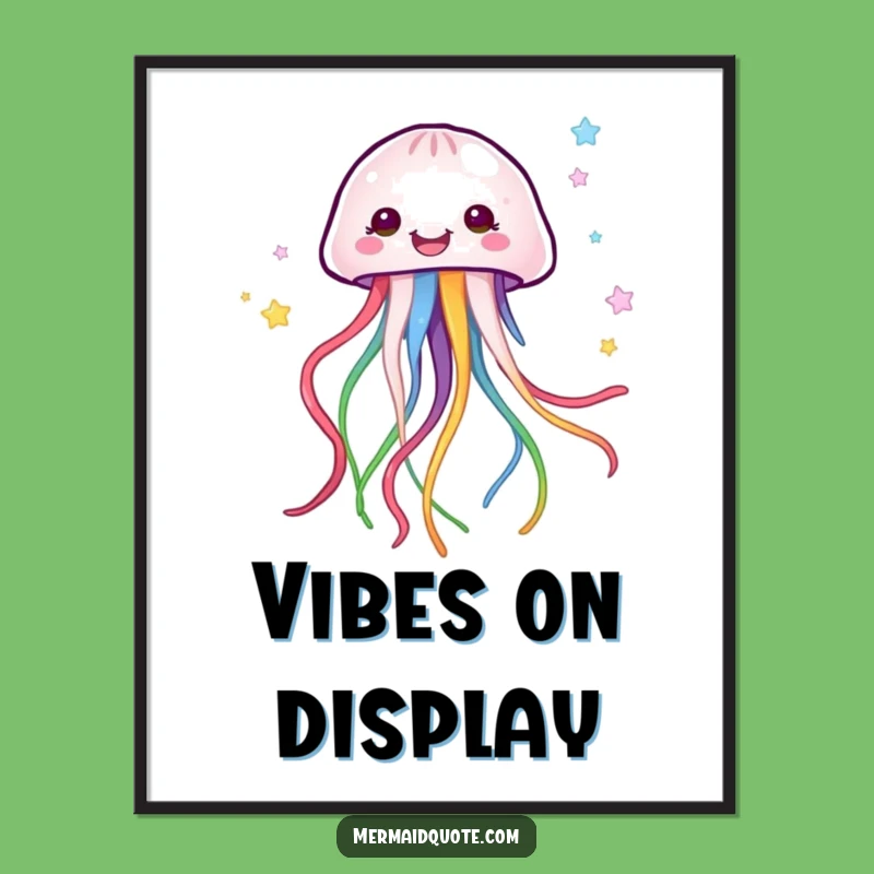 Funny Jellyfish Digital Art - Colorful Ribbons Whimsy, Instant Cheerful Funny Gift