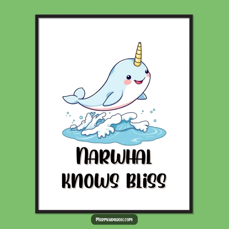 Funny Kawaii Narwhal Digital Art: Instant Magic Download, A Lovely Funny Gift