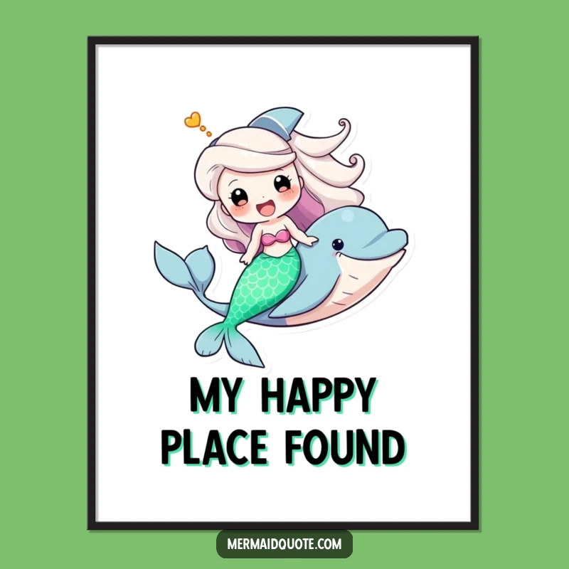 Funny Mermaid Dolphin Ride Art Print - Hilarious Ocean Decor Digital Gift