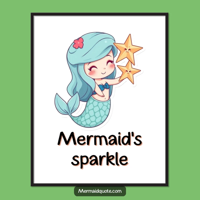 Funny Mermaid Starfish Balance Digital Art - Hilarious Ocean Downloadable Print Gift